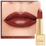 OULAC Glow Metallic Shine Lipstick, Burgundy High Impact Lipcolor, Lightweight Soft and Ultra Hydrating, Long Lasting, Vegan & Cruelty-Free, Full Coverage Lip Color 4.3 g/0.15 GM13 Daring