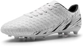 DREAM PAIRS Men's Firm Ground Soccer Cleats Shoes,Size 12,White/Black,MEGA-1