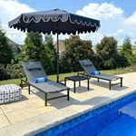 PURPLE LEAF Outdoor Tanning Lounge Chair Set with Face Hole Adjustable Reclining Chairs for Poolside Beach Wheels Pillows and Table Patio Aluminum Sunbathing Lounger Grey