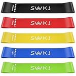 SWKJ Resistance Bands [Set of 5], 5 Resistance Levels Skin-Friendly Fitness Exercise Loop Bands for Yoga, Training, Fitness, Pilates, Stretching, Women, Men