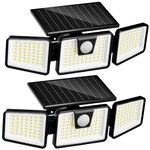 INCX Solar Outdoor Lights with Motion Sensor, 3 Heads Security Lights Solar Powered, 156 LED Flood Light Spotlight IP65 Waterproof 2 Pack