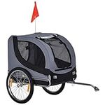 PawHut Dog Bike Trailer, Pet Cart, Bicycle Wagon, Travel Cargo, Carrier Attachment with Hitch, Foldable for Travelling, Grey