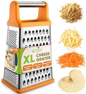 Spring Chef Handheld Stainless Steel XL Parmesan Cheese Grater with Handle - 4 Sided Manual Box Grater for Kitchen - Dishwasher Safe Cheese Shredder for Carrot, Potato, Vegetables, Hash Brown - Mango