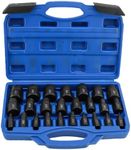 25Pcs Bolt Extractor Kit, Easy Out Screw Extractor Set, Hex Head Multi-Spline Bolt Remover Tools, Carbon Steel Stripped Screw Extractor, Suit for Pull Out Damaged Bolts Screws Studs