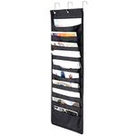 IGNPION 10 Pockets Hanging File Organizer Over Door Storage Pocket Chart Cascading Wall Organizer Hanging Literature Magazine Paper Holder with 3 Hooks for Home Office School