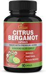 Citrus Bergamot Extract Capsules 10300mg & Berberine, Olive, Guggul, Garlic, Pine Bark, Black Pepper | High Cholesterol Levels Lowering Supplements | Promotes Blood Sugar Pressure, 3 Months Supply