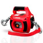 FITHOIST Portable Drill Winch 1000LBS, Drill Powered Winch with Alloy Steel Wire Rope 40FT, Hand Warn Winch for Lifting, Dragging, Handling, Trailer (Red)