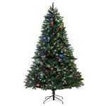 Christmas Tree World | 7ft Artificial Pre-lit Ultra Devonshire Fir | Natural and Realistic Look with Luxury Quality PVC Tips | Easy to Assemble and Take Down | 134cm Diameter | Warm White/Multicolour