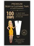 Linda's Essentials Double Sided Body Tape and Fashion Tape (100 Pack), Fabric Tape, Double Sided Tape for Clothes, Body Tape Double Sided for All Fabric Types, Extra Adhesive Dress Tape, Bra Tape