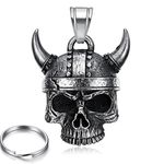 CUSTOMprivé Viking Skull Motorcycle Bell - Lucky Charm Biker Triker Guardian Bell - Comes in Velvet Case, 35 mm x 30 mm x 25 mm, Stainless Alloy