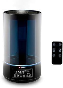 alpina Humidificateur d'Air Chambre - 4.3L - Humidificateur Ultrasonic Mist - Humidificateur Plantes d'intérieur - Diffuseur avec Timer - Aromathérapie - Veilleuse - Télécommande - Noir