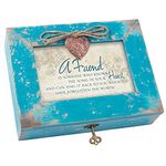 Cottage Garden A Friend Knows Your Heart Teal Wood Locket Jewelry Music Box Plays Tune That's What Friends are for