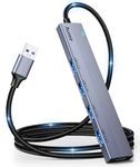 Aceele Aluminium USB HUB 3.0 Splitter with 4ft Long Nylon Braided Extension Cable, Multi USB Port Expander for Laptop, Desktop Computer PC, Surface Pro 3, iMac, Mac Mini, USB Flash Drive and More