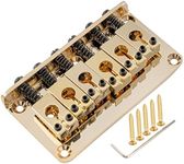 Musiclily Pro 52.5mm(2-1/16 inch) Hardtail Fixed Bridge PRS Style Saddle Non-Tremolo Bridge for Strat Tele Style Electric Guitar,Gold