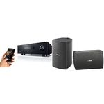 Yamaha Natural Sound Stereo Receiver (R-S202BL) + Yamaha NS-AW294BL Indoor/Outdoor 2-Way Speakers (Black,2)