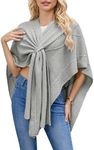 Ferand Women's Cable Knit Shawl Wraps Cross Front Lightweight Poncho Sweater for Fall Winter Fashion, Grey