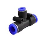 sourcingmap Air Pneumatic Tee Adapters 10mm to 6mm One Touch Fittings Connectors Black Blue