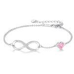 CDE Infinity Heart Symbol Charm Link Bracelet for Women 925 Sterling Silver Stainless Steel Adjustable Anniversary Jewelry Christmas Birthday Gifts for Women Wife Girlfriend Her (Sterling Silver-10-Oct.)