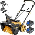 PPOLB Cordless Snow Blower - 20" Electric Snow Shovel with Brushless Motor, Dual LED Lights, 2x20V 4.0Ah Batteries Powered, Dual Fast Chargers Included, 180° Rotating Chute Snow Machine for Outdoors