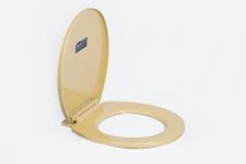 Top Home Solutions Soft Close Toilet Seat Bathroom Oval Shape - WC Heavy Duty Seats Anti Slam - with Quick Release for Easy Clean - Simple Top Fixing - L 415-440mm x W 357 mm (Dessert)