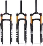 B Bolany 26 * 4.0 inch Fat Tire MTB Air Suspension Fork - 120mm Travel, 135mm Spacing Hub，9mm QR，Crown Lockout,Ultralight Mountain Bike Front Fork， Ideal for Snow Beach XC Mountain Bikes（Gold）