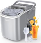 ecozy Portable Ice Maker Countertop, 9 Cubes Ready in 6 Mins, 26lbs in 24Hrs, Self-Cleaning Ice Machine with Handle/Ice Bags/Ice Scoop/Ice Basket, 2 Sizes Bullet Ice for Home Kitchen Office Bar Party