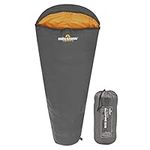 Milestone Camping 27000 Grey & Orange Single Mummy Sleeping Bag/Comfortable and Portable/Carry Sack/Water Resistant / 2 Season