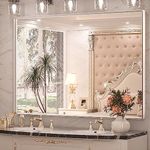 Keonjinn 48” x 36” Brushed Nickel Bathroom Mirrors for Vanity Large Rectangular Wall Mirror Silver Farmhouse Mirror Metal Frame Rectangle Mirror Square Corner Framed Mirror(Horizontal/Vertical)