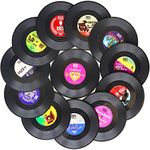 Funny Retro Vinyl Record Coasters for Drinks with Vinyl Record Player Holder for Music Lovers,Set of 6 Conversation Piece Sayings Drink Coaster,Wedding Registry Gift Ideas,Housewarming Hostess Gifts