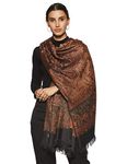 Weavers Villa - Women's Faux Pashmina Silk Paisley Design Black Shawls, Stoles (Black), 100cm X 200cm