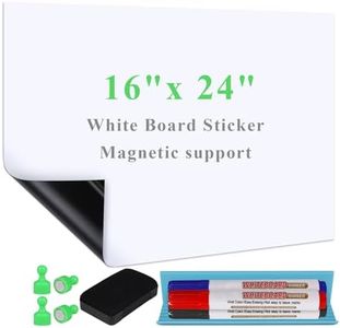 Qiytecno White Board Sticker Adhesive Backing, 16" x 24" Magnetic Dry Erase Board Contact Paper Stick on Wall, Whiteboard Sheet for Teacher Kids Classroom, Include Markers, Eraser with Magnet