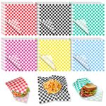 300 Sheets Deli Paper Wax Paper Sheets for Food ROOKEA 12x12 inch Colorful Checkered Sandwich Wrap Paper Picnic Food Basket Liner Food Paper Sheets for Baking Kitchen Home Baby Shower Party Supplies