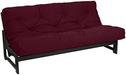 Mozaic Full Size 8-Inch Cotton Twill Gel Dual Memory Foam Futon Mattress, Burgundy