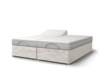 Backcarebeds Majestic Twin (4Ft' 6Inch Double) Electric Adjustable Bed Comes with Memory Foam Mattress & Quiet Motors | Mobility Beds | No Headboard in Suedette Ivory Colour