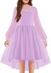 Arshiner Girls Summer Dress Fall Long Sleeve Tween Formal Wedding Easter Dresses Lavender Size 8-10