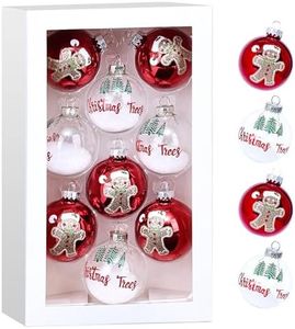 Amooca Christmas Colorful Glass Balls Decoration Festival Party Home Decors Holiday Xmas Tree Hanging Ornaments Set 9pc 2.65in Red & Transparent Snow