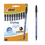 Bic Cristal Soft Ballpoint Pens Medium Tip (1.2 mm) with Easy Glide Ink – Black, Box of 10