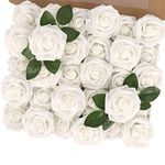 N&T NIETING Artificial Roses Flowers, 30Pcs Real Touch Foam Roses for DIY Wedding Bridal Bouquets, Baby Shower Party, Floral arrangement, Table Centerpieces Home Decoration