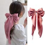 Bow Hair Clips for Women - 1 Pieces Satin Handmade, Stylish Hair Bows, All-Day Comfort, Hair Accessories for All Occasions, from Formal to Casual Wear, Pink