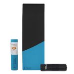 Fitness Mantra® TPE 8mm Cross Color Anti-Slip Yoga Mat with Cover Bag for Gym Workout and Yoga Exercise for Men & Women Fitness| 1 Piece| With Cover Bag| Thickness 8mm| Black + Teal|