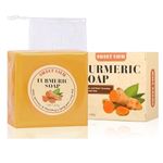 SWEET VIEW Turmeric Soap Bar, Face & Body Handmade Bar with Honey, Olive Oil, Aloe Vera for Deep Cleansing & Smooth Skin, 120g