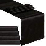 Black Table Runners 5 Packs 12x108 Inches Party Table Runners Rectangle Smooth Silk Satin Fabric for Birthday Parties Table Cover Wedding Banquets Decorations