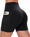 SHAPERX Women's Bike,Workout Shorts Cycling Underwear with Pockets Nylon & Spandex Dry-Fit Short Free Size (26 till 32) Pack of 1 (Black)