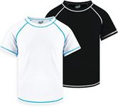 Boys Rash Guard Swim Shirt Short Sleeve for Toddler Kids Youth Rashguard Water Shirt UPF+ 50 Quick Dry Swimming Shirt, White & Black, 12-14 Years