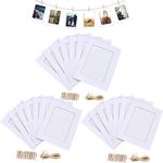 Enenes Paper Photo Frame, 5x7 Inch Kraft Paper Picture Frames, 30 PCS DIY Cardboard Photo Frames with Wood Clips and Jute Twine (5X7 INCH, 30PCS WHITE)