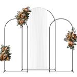 Wedding Arch Backdrop Stand 7.3FT& 6FT& 6FT Set of 3,Metal Arch Backdrop Stand for Wedding Ceremony Baby Shower, Outdoor Indoor Birthday Party, Garden Floral Balloon Arch Decoration,Black