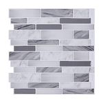 Vamos Tile 10-Sheet Peel and Stick Tile Backsplash,12"x12" Premium Kitchen Backsplash Peel and Stick Tile (Grey)