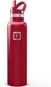 IRON °FLASK 24 oz Narrow Mouth Water Bottle with Straw | Insulated Stainless Steel Sports Water Bottle with Leakproof Straw Lid - BPA Free, Cold 24 Hrs, Sweat Free (Fire Red)