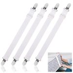 Fuyamp 4Pcs Adjustable Bed Sheet Straps,Adjustable Bed Sheet clips,max length 152cm White Sheet Suspenders Elastic Slipcover Fasteners Mattress Covers for Bed Sheets,Mattress Covers,Sofa Cushion