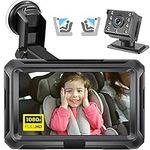 Zacro Baby Car Camera HD 1080P - Car Baby Mirror with 4.3'' Display for Rear Seat - Baby Car Monitors with Night Vision Function, Wide View Angle, Reusable Sucker Bracket - Car Mirror Baby Rear View